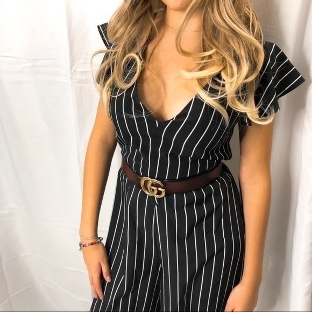 Stripped jumpsuit wide leg pants - Picture 8 of 12